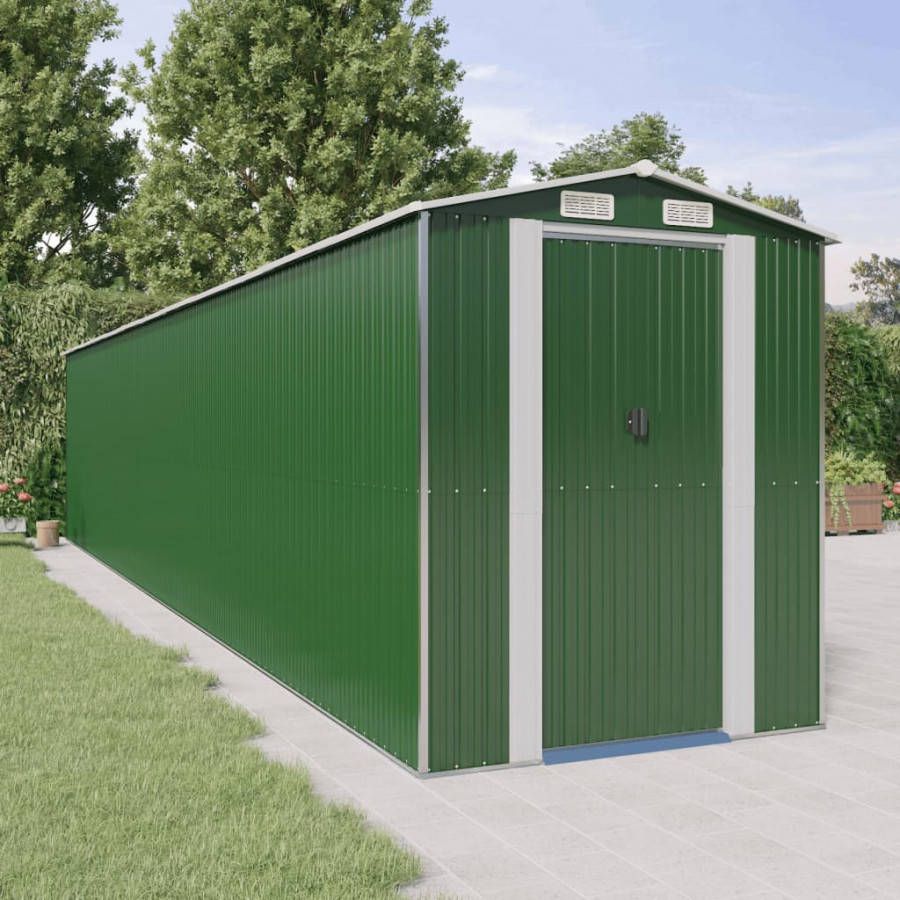 VIDAXL Tuinschuur 192x1021x223 cm gegalvaniseerd staal groen