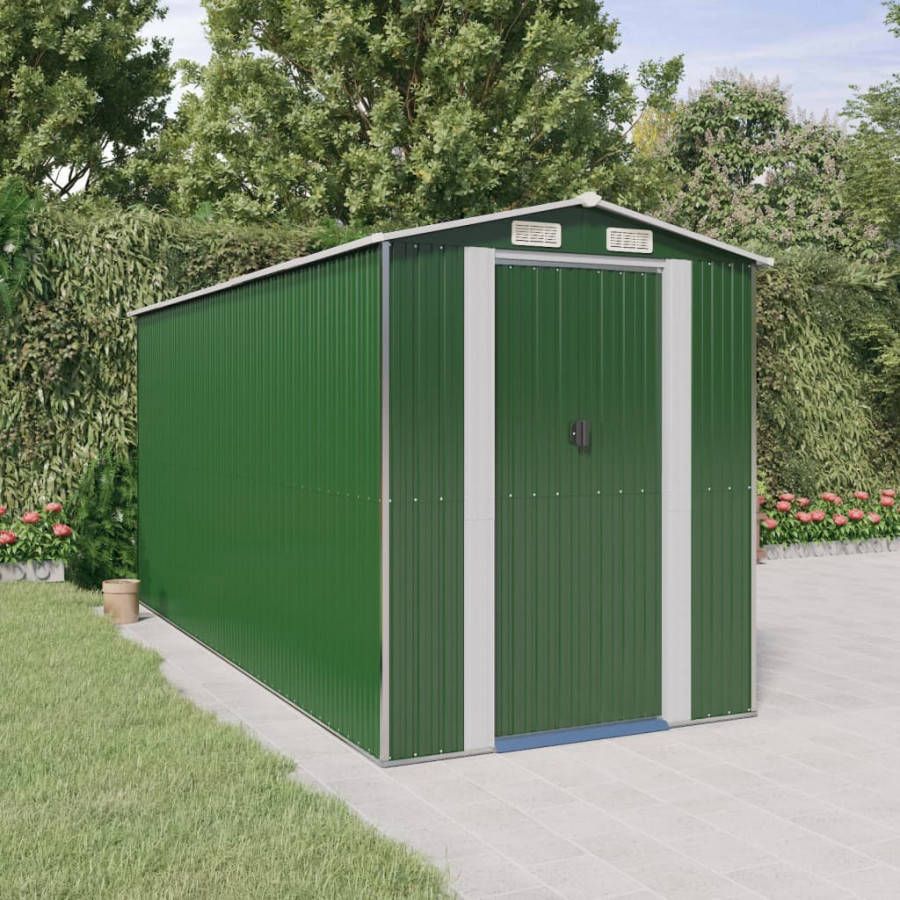 VIDAXL Tuinschuur 192x440x223 cm gegalvaniseerd staal groen