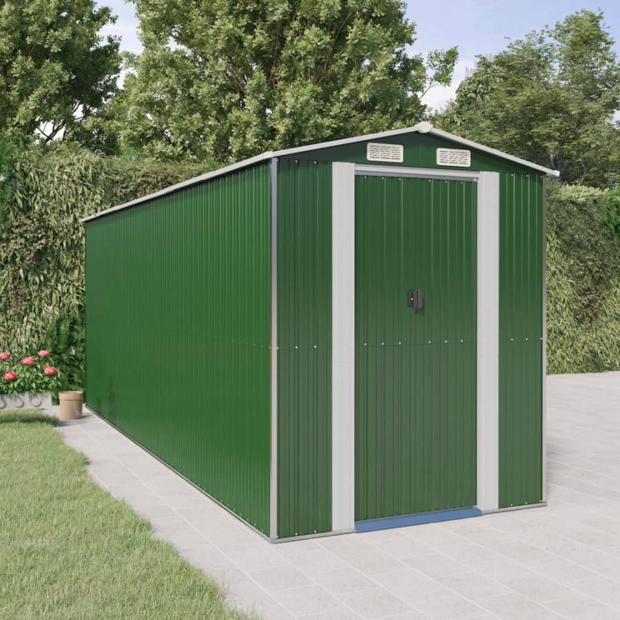 VIDAXL Tuinschuur 192x523x223 cm gegalvaniseerd staal groen