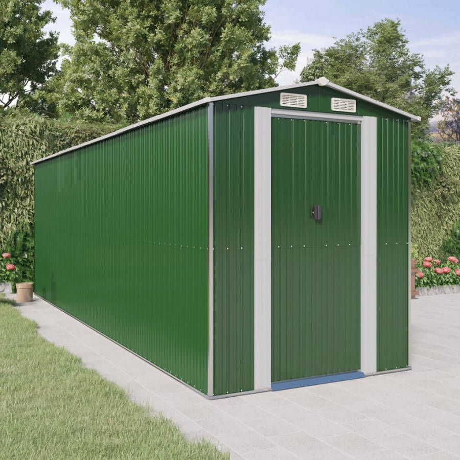 VIDAXL Tuinschuur 192x606x223 cm gegalvaniseerd staal groen