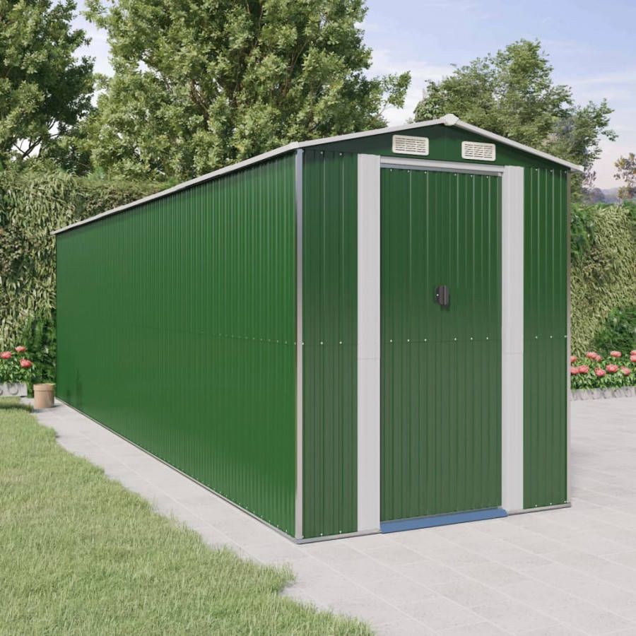 VIDAXL Tuinschuur 192x689x223 cm gegalvaniseerd staal groen