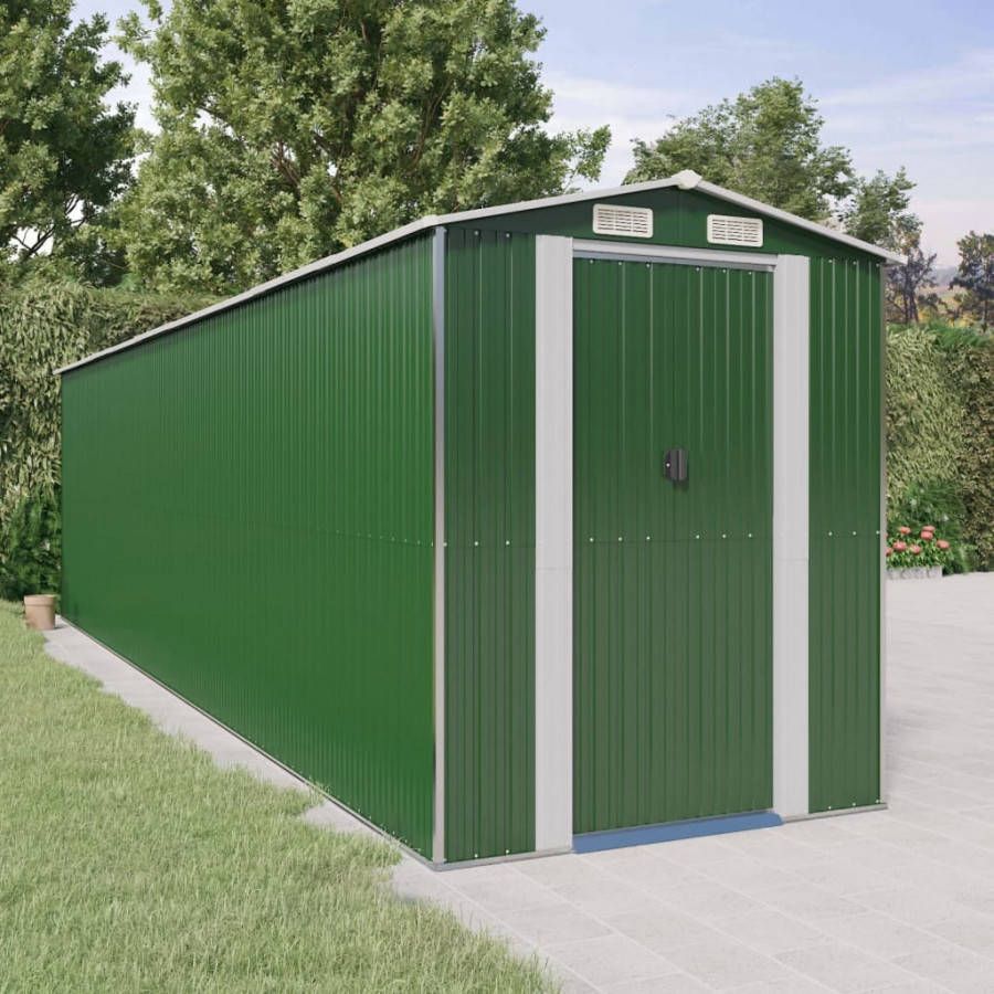 VIDAXL Tuinschuur 192x772x223 cm gegalvaniseerd staal groen