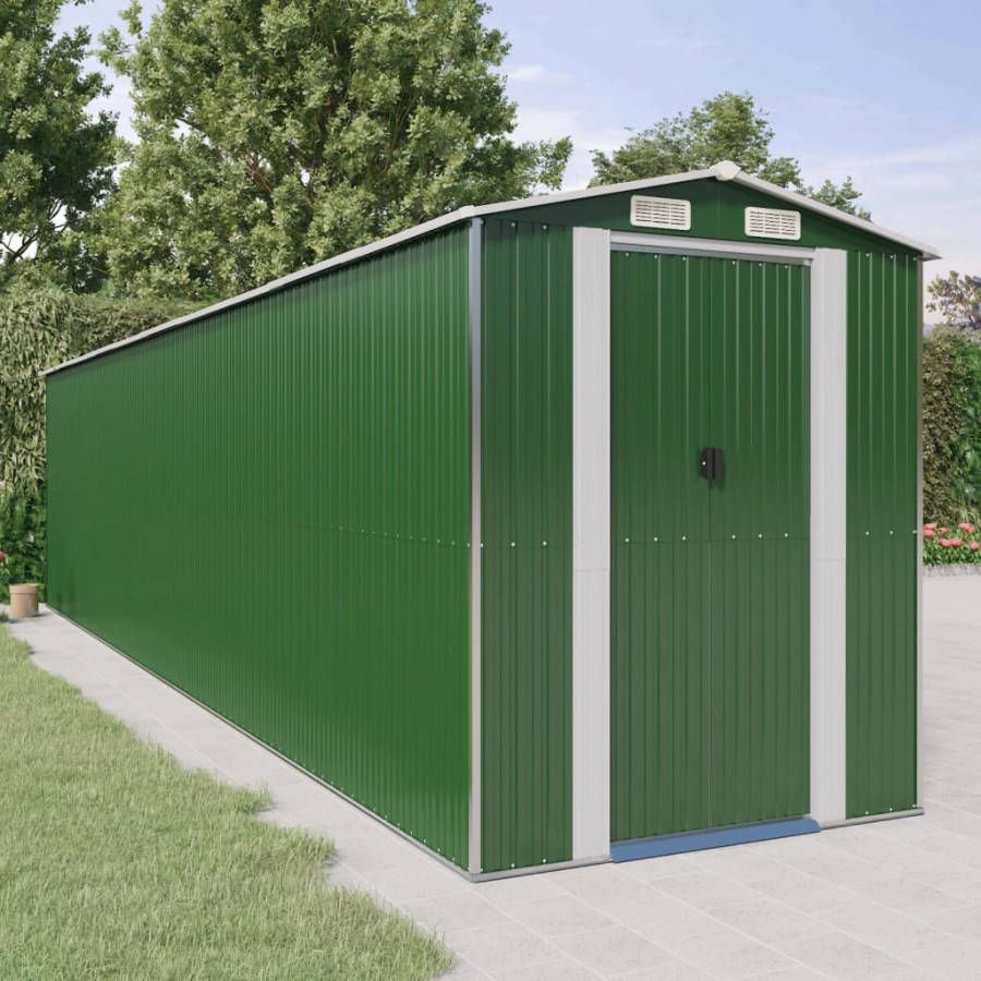 VIDAXL Tuinschuur 192x855x223 cm gegalvaniseerd staal groen