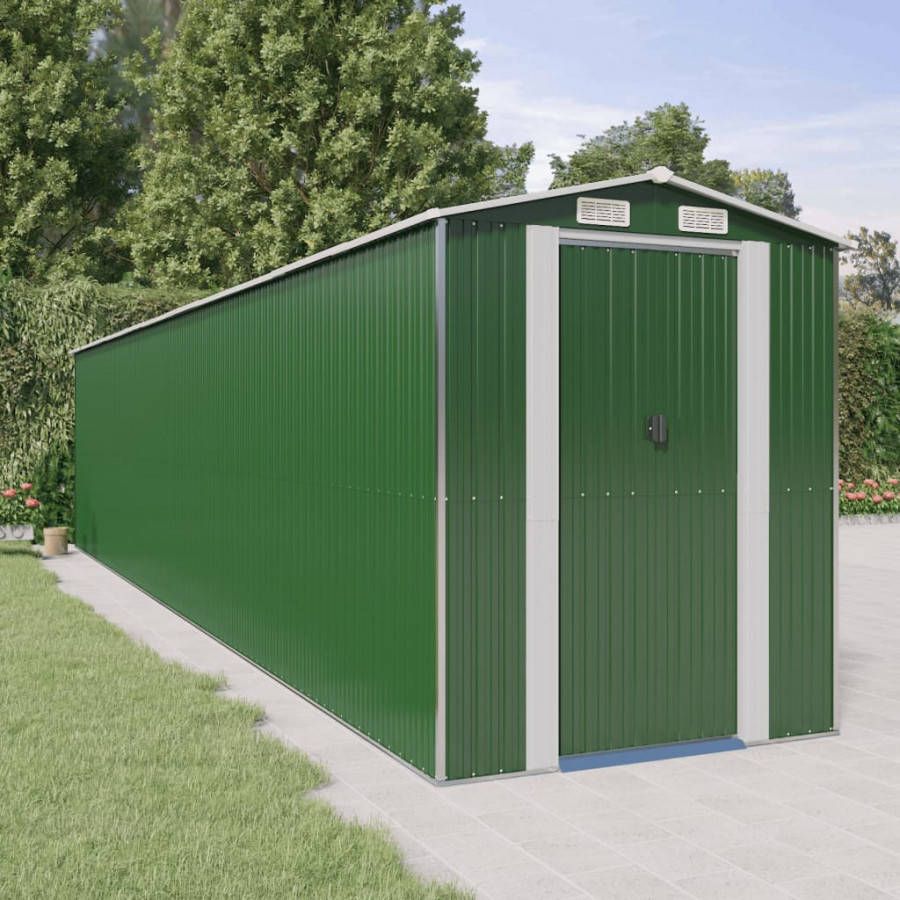 VIDAXL Tuinschuur 192x938x223 cm gegalvaniseerd staal groen